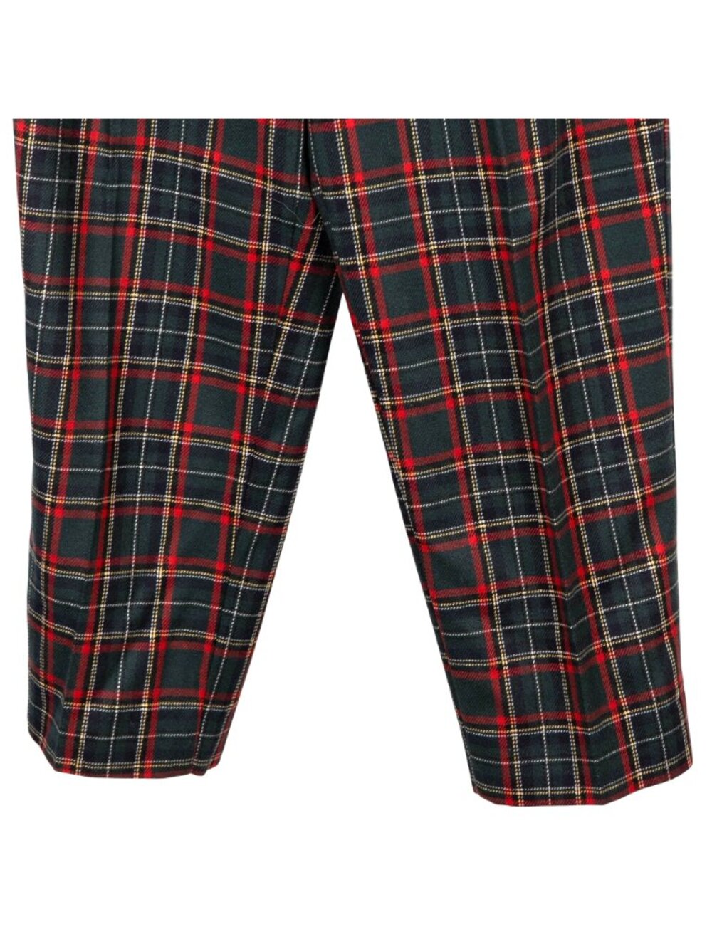 Koret VTG Plaid Tartan Pleated Pants 12 Womens Red Green Wool Blend High Waist - Picture 3 of 7